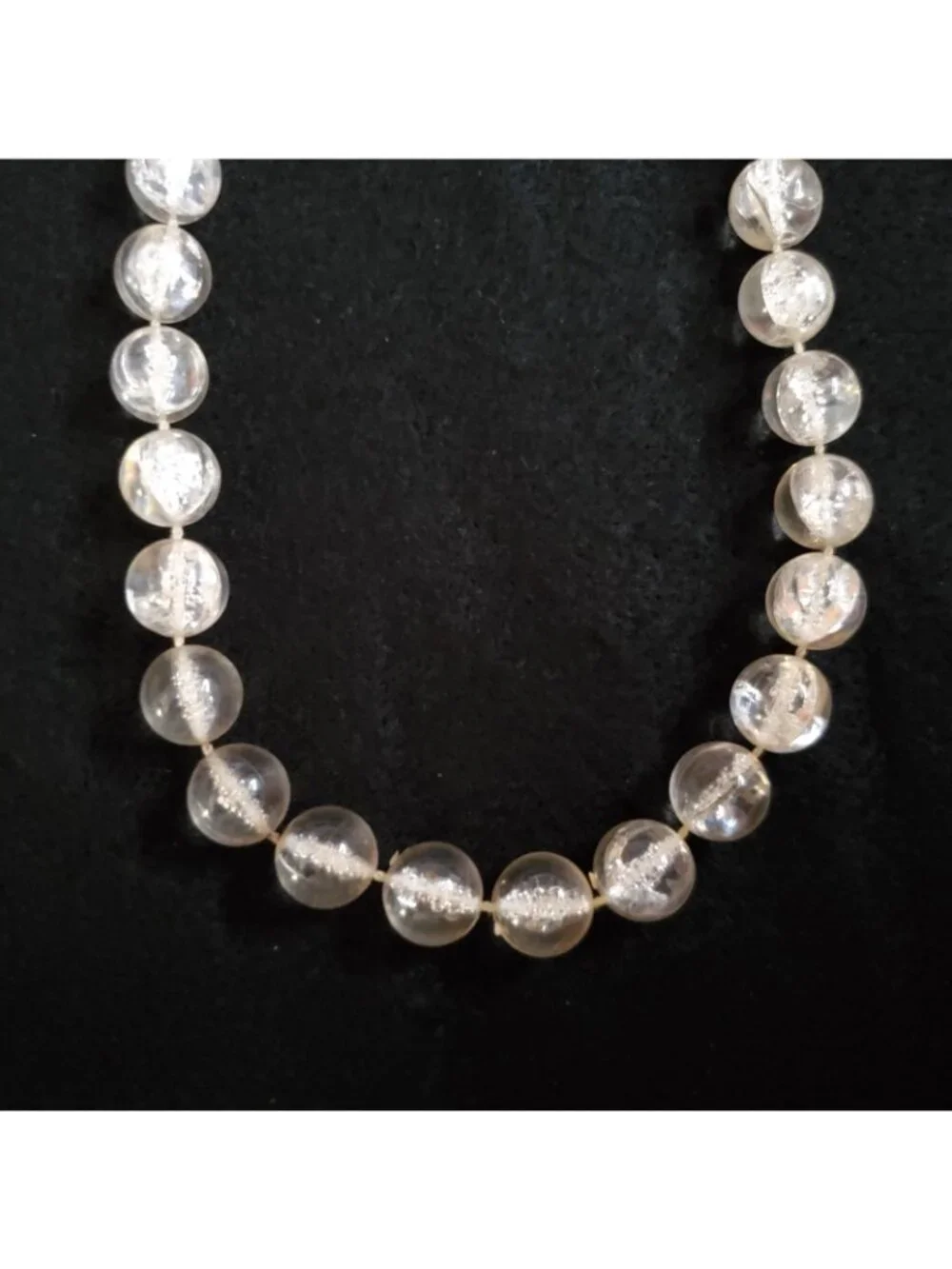 Vintage Bubble Bead Necklace Clear Lucite Opera Flapper 48